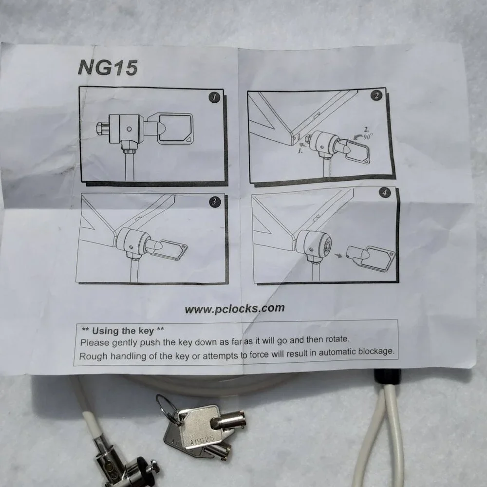 PC (Personal Computer) Cable Lock 3ft Straight with 2 Keys